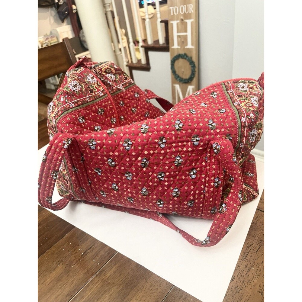 Vintage Vera Bradley Provincial Red Floral Large Duffle Bag EUC Y2K Weekender